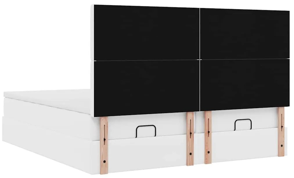 Estrutura de cama otomana com colchões 200x200 cm branco puro