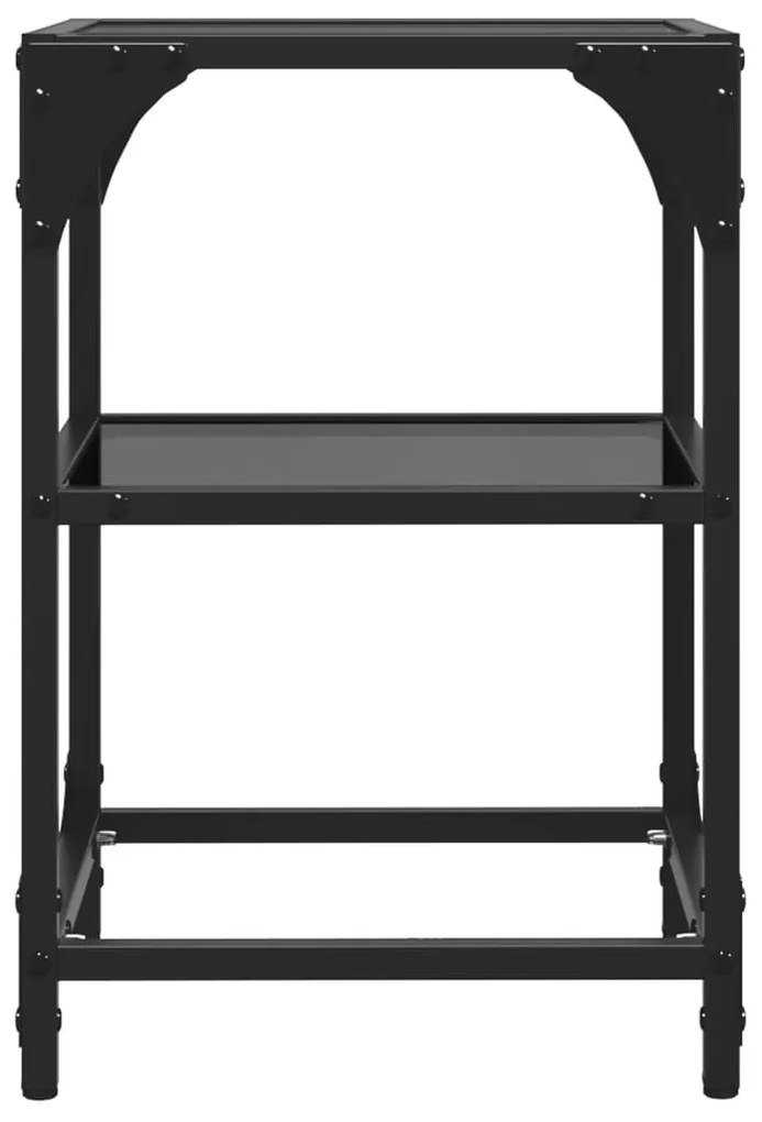 Mesa de centro com tampo em vidro preto 30x30x45 cm aço