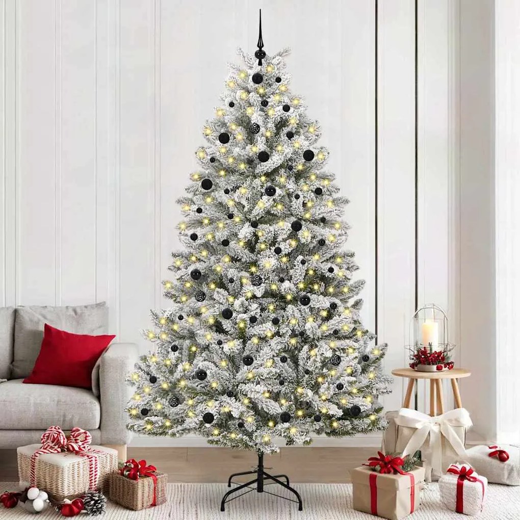 vidaXL Árvore de Natal Artificial Verde e Branco 240 cm PVC e Metal