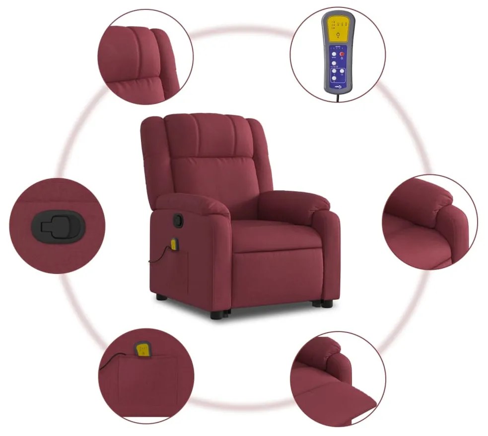 Poltrona de massagens reclin. elevatória tecido vermelho tinto