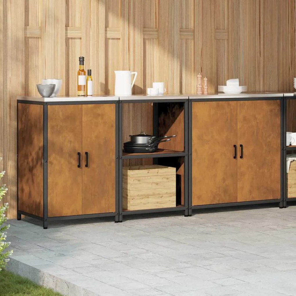 Conjunto de Armazenamento de Cozinha 3 pcs Ferro Enferrujado