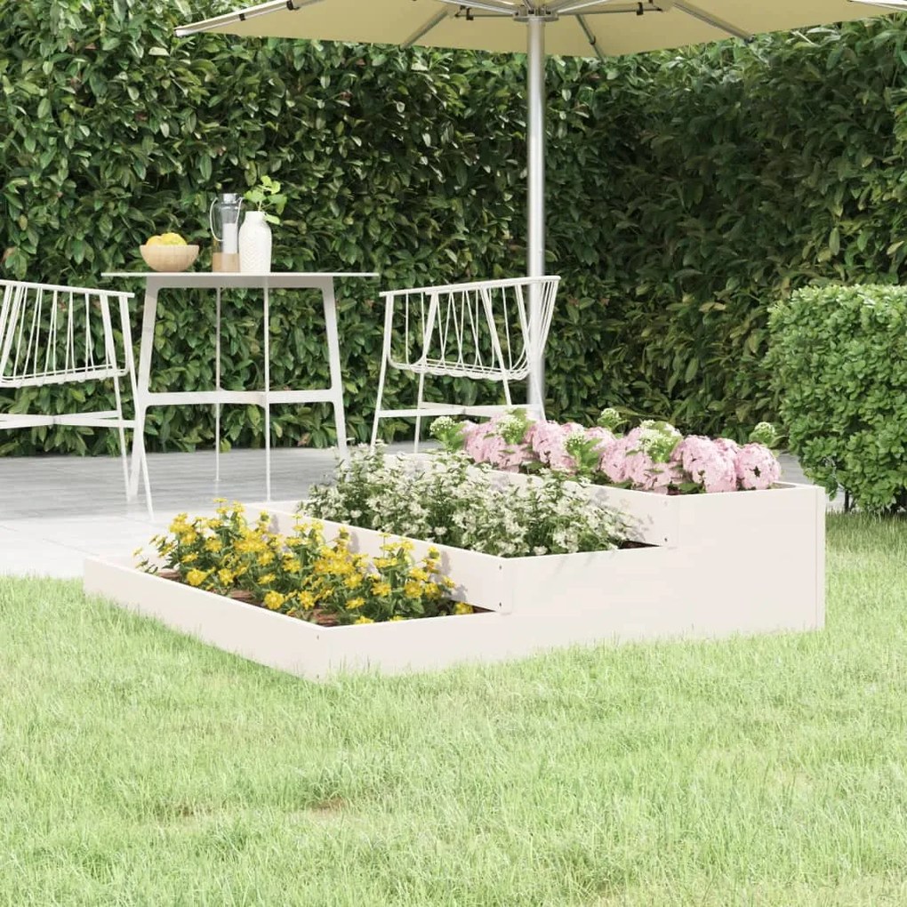vidaXL Vaso/floreira 107x107x27 cm pinho maciço branco