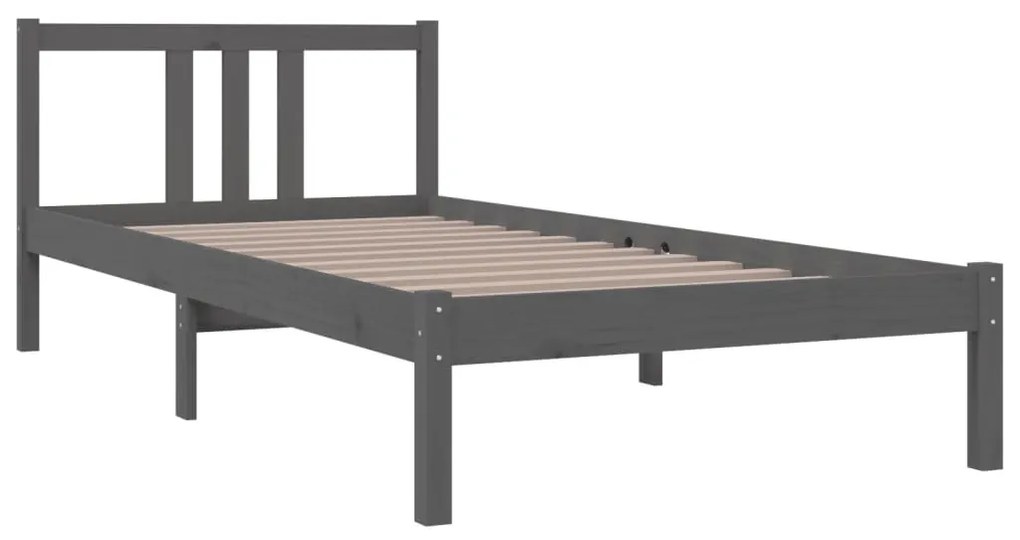 Estrutura de cama 90x200 cm madeira maciça cinzento