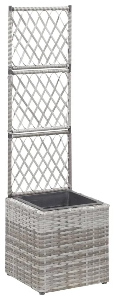 Floreira com treliça e 1 vaso 30x30x107 cm vime PE cinzento