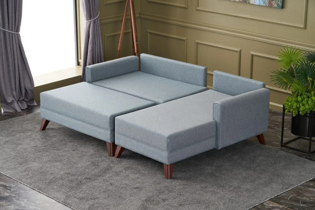 Sofá-Cama de Canto Bella – Azul – 205x85x140 cm