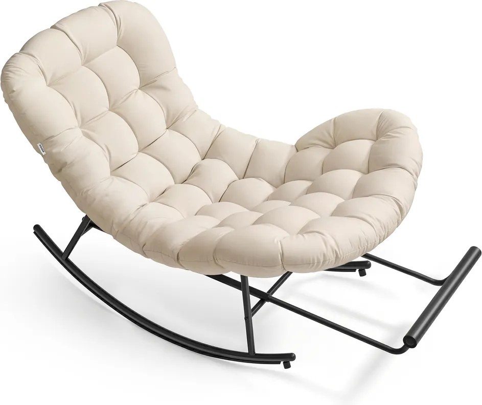 Cadeira de baloiço com almofada removível, 118 x 85 x 85 cm, bege