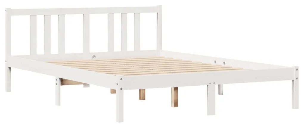 Cama sem colchão 150x200 cm madeira de pinho maciça branco