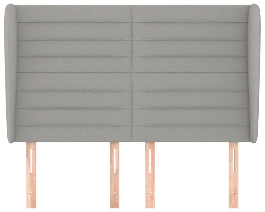 Cabeceira de cama c/ abas tecido 147x23x118/128cm cinza-claro