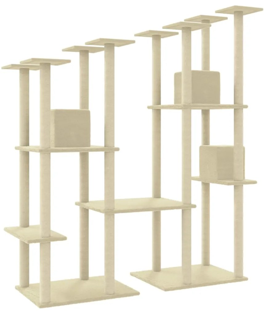 Árvore para gatos c/ postes arranhadores sisal 174 cm cor creme