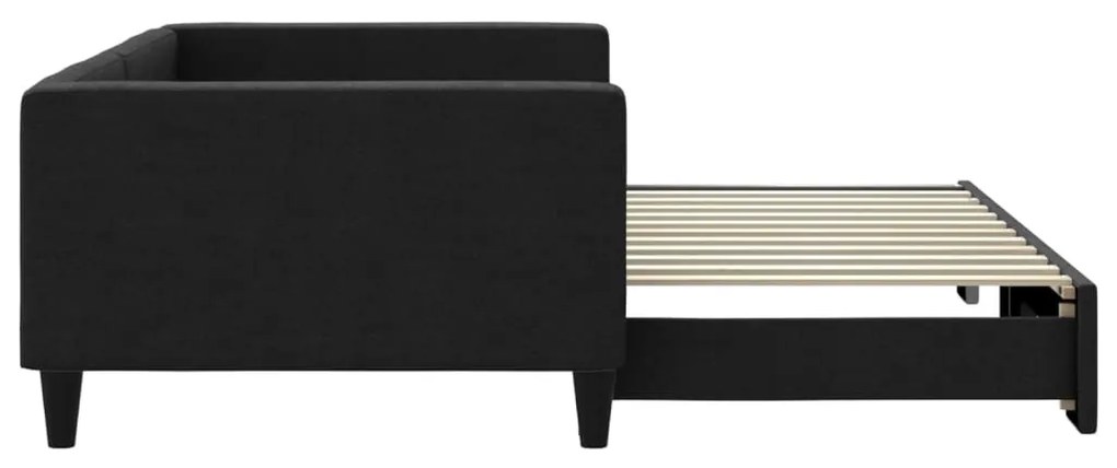 Sofá-cama com gavetão 100x200 cm tecido preto