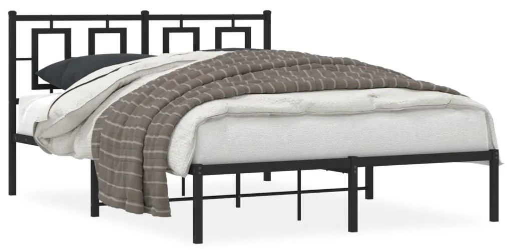 vidaXL Estrutura de cama com cabeceira 140x200 cm metal preto