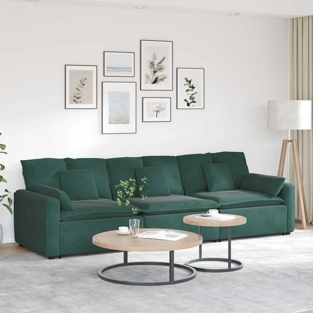 vidaXL Sofá modular com almofadas verde-escuro