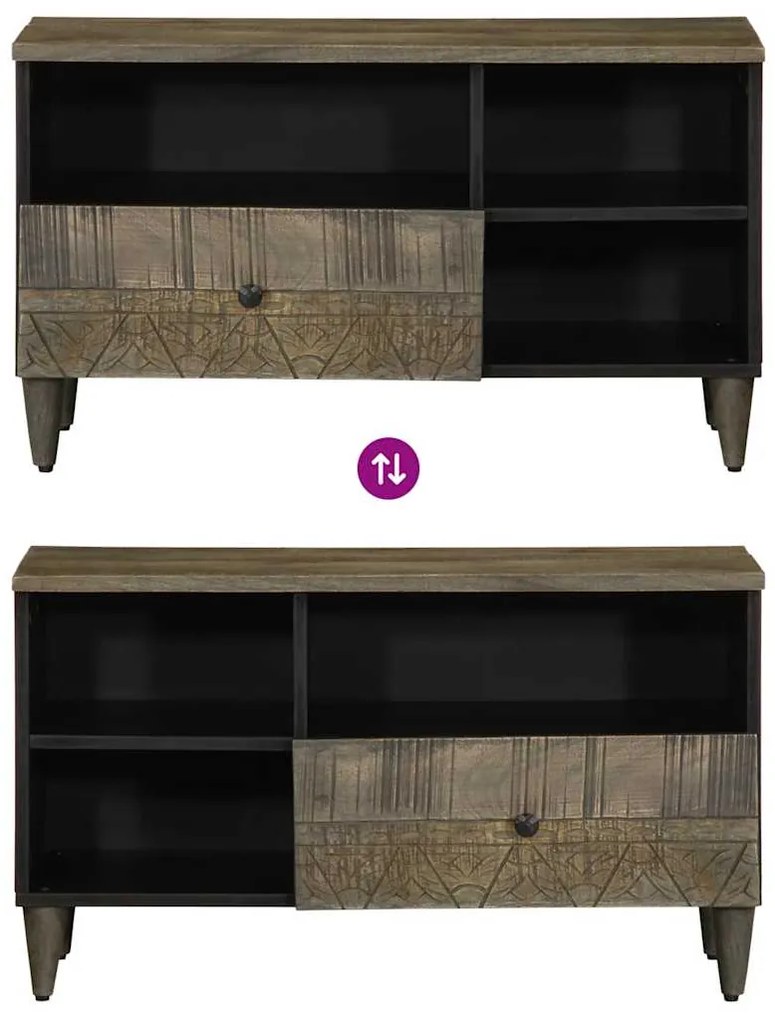 Móvel de TV 80x33x46 cm madeira de mangueira maciça preto