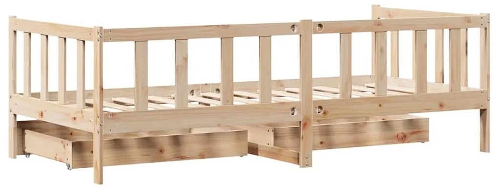 Sofá-cama com gavetas 90x190 cm madeira de pinho maciça