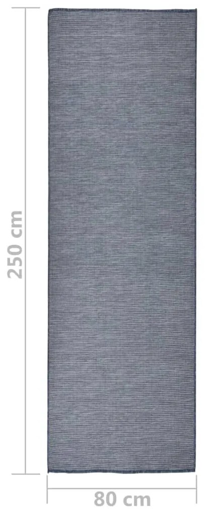 Tapete de tecido plano para exterior 80x250 cm azul