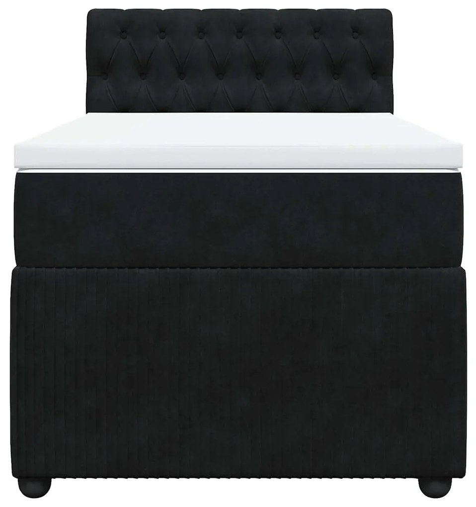 Cama com molas/colchão 80x200 cm veludo preto