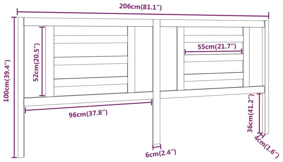 Cabeceira de cama 206x4x100 cm pinho maciço branco