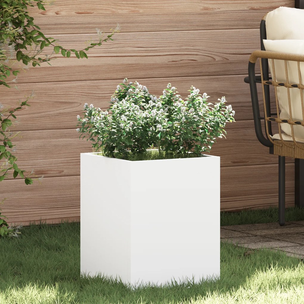 vidaXL Vaso de Jardim Branco 32 x 32 x 40 cm Aço laminado a frio