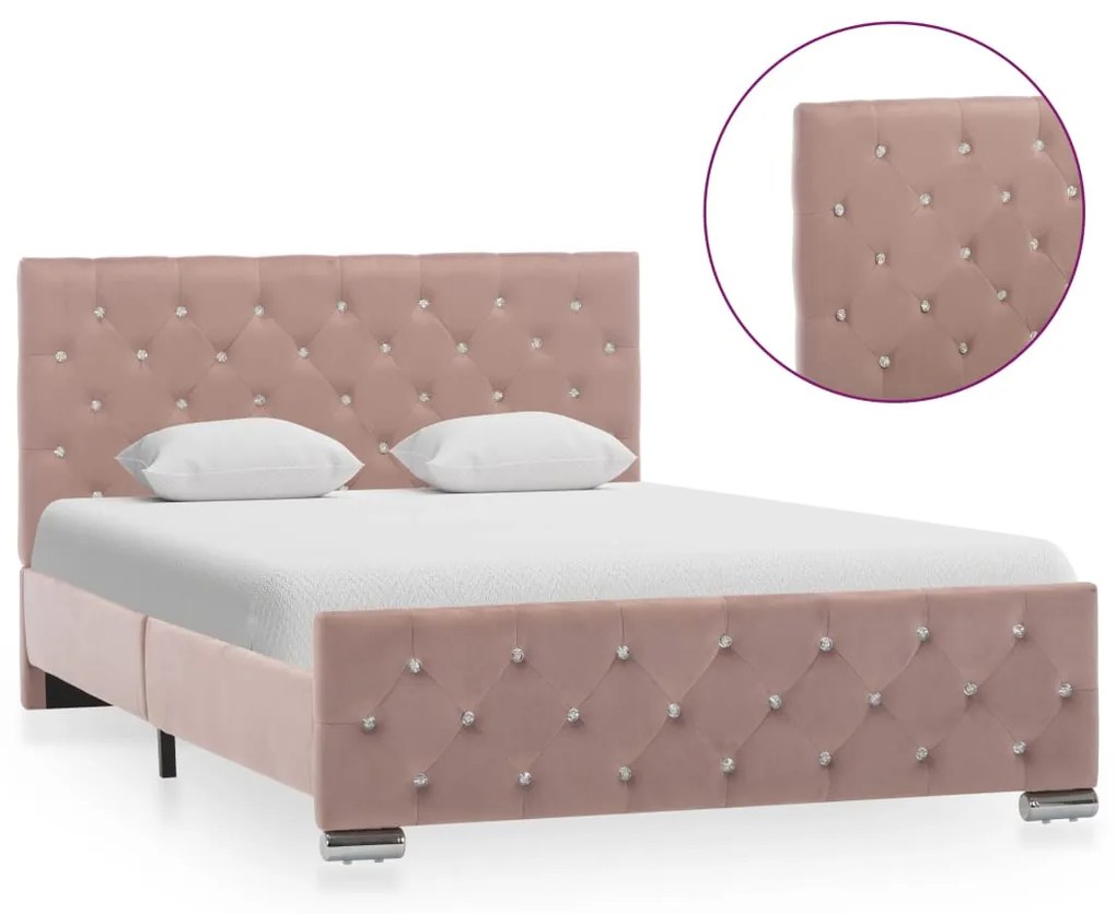 Estrutura de cama 120x200 cm veludo rosa