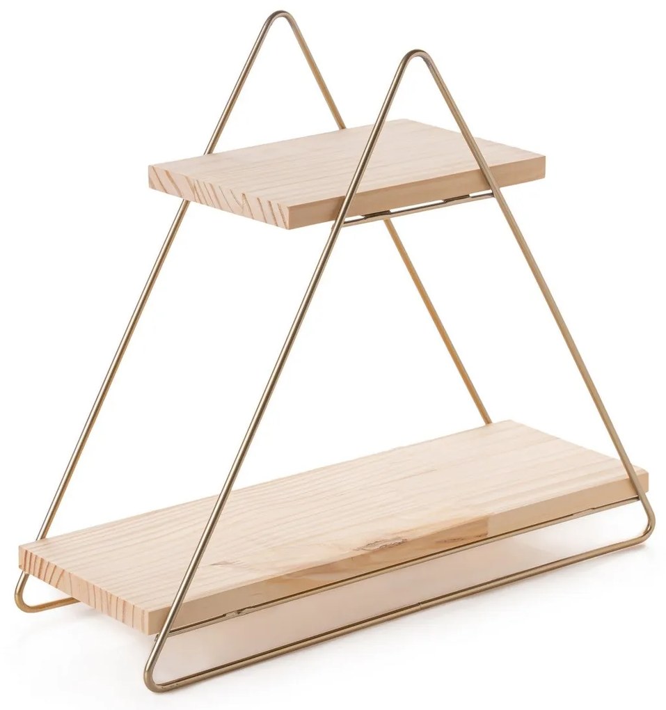 Prateleira Masa Servis Rafı – Dourado e Castanho – 38x16x42 cm | Tribo