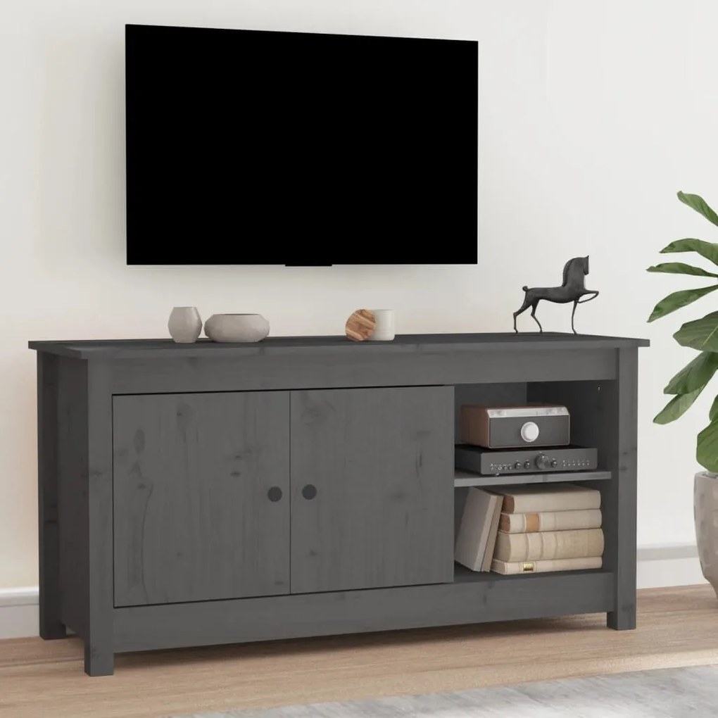 vidaXL Móvel de TV 103x36,5x52 cm madeira de pinho maciça cinzento