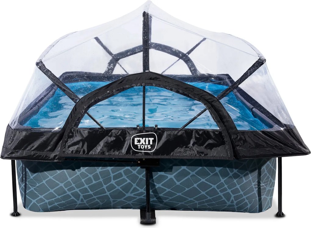 Piscina retangular Stone 300 x 200 x 65 cm com bomba de filtragem e cobertura - cinzenta