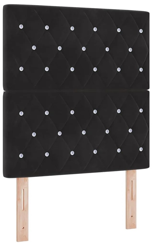 Cama Box Spring vidaXL com Colchão e LED Preto 80x200 cm Veludo
