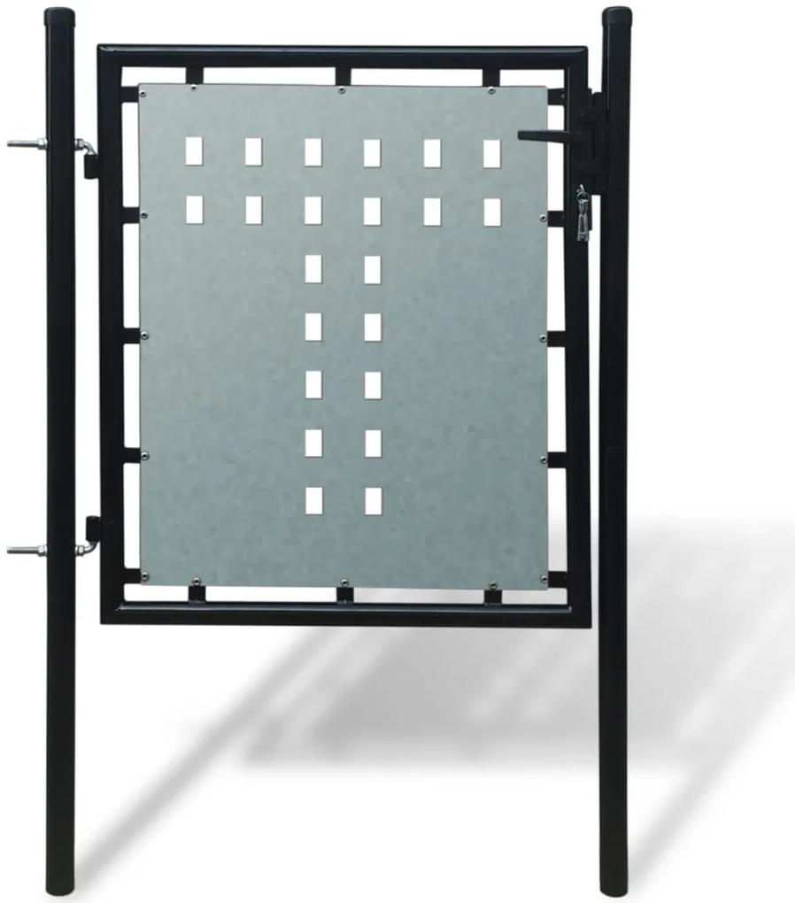 Portão de cerca com porta única 100x125 cm preto