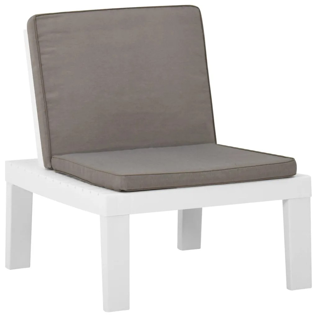 4 pcs conjunto lounge de jardim com almofadões plástico branco