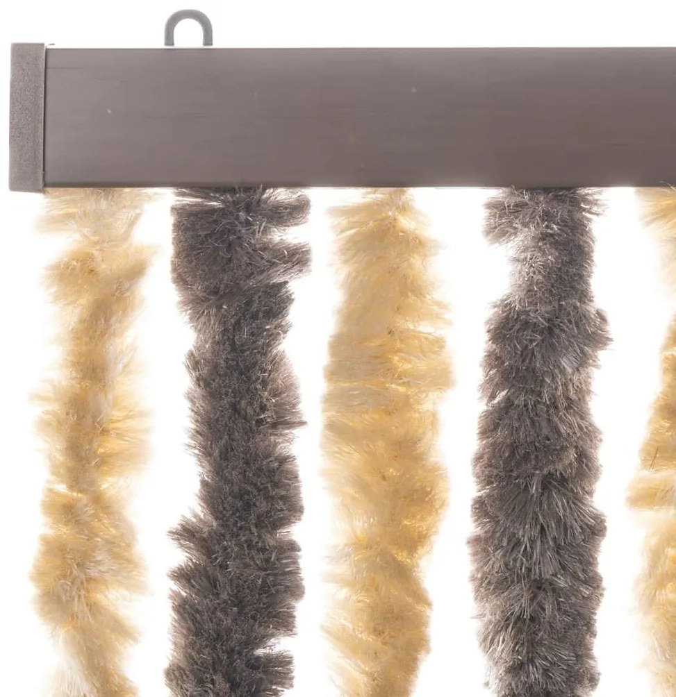 Cortina anti-insetos 100x230 cm chenille castanho-escuro e bege