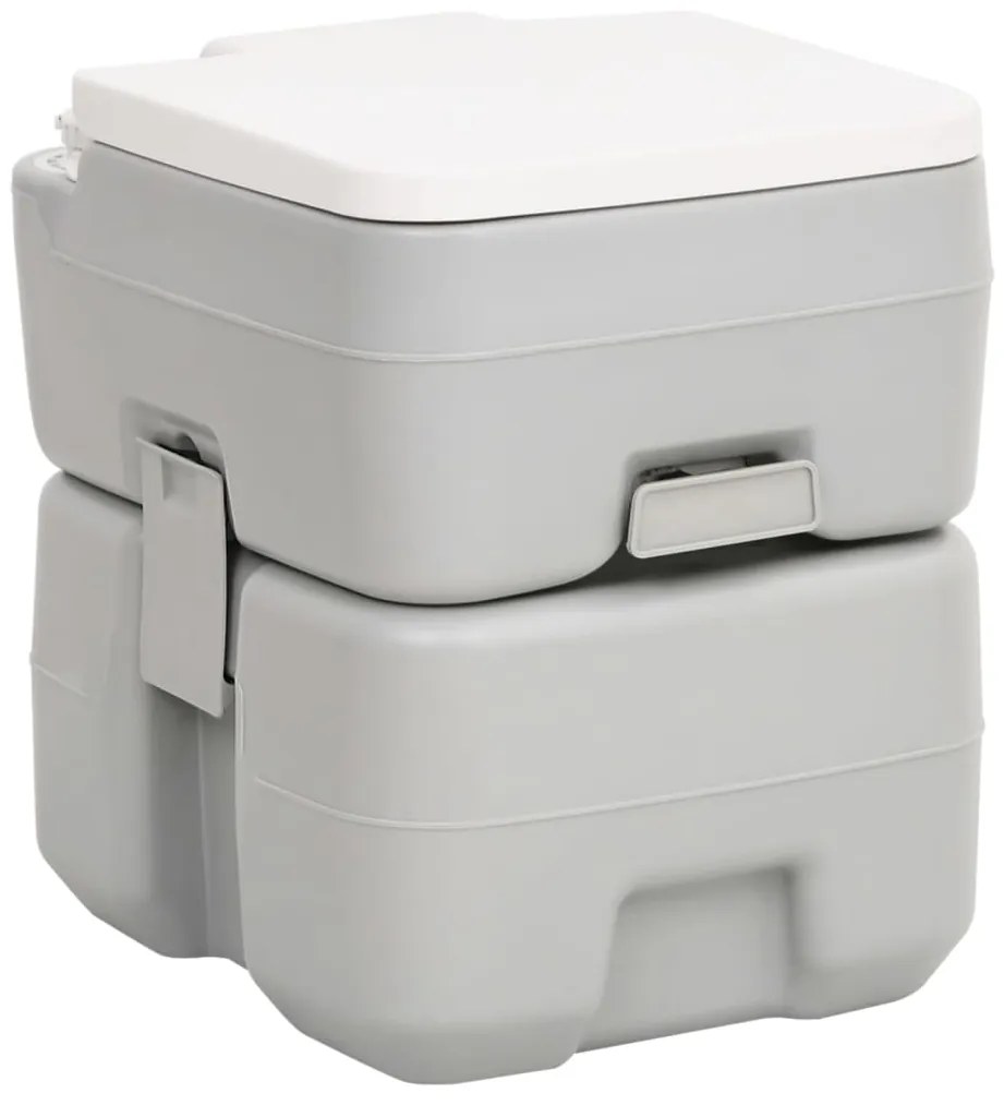 154406 vidaXL Sanita portátil p/ campismo 20+10 L PEAD cinzento e branco