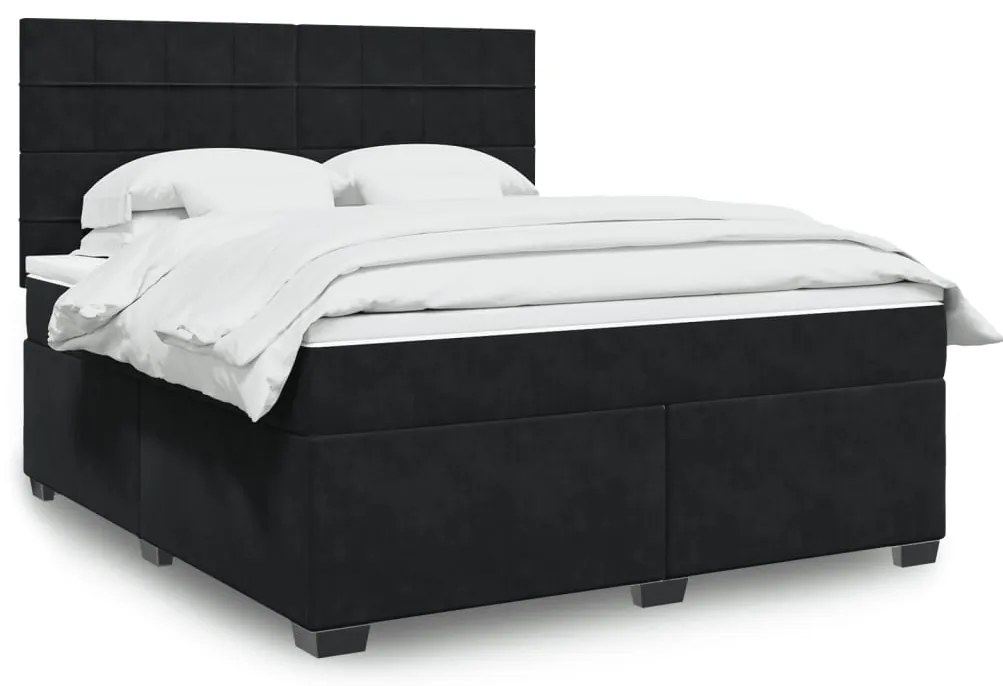 vidaXL Cama com molas/colchão 180x200 cm veludo preto