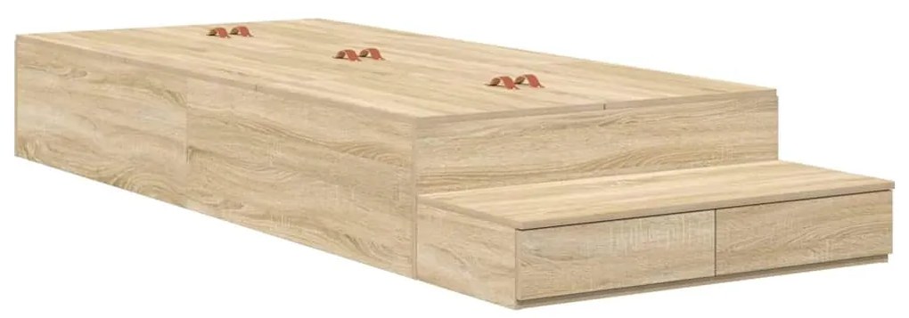 Cama com Arrumação em Carvalho Sonoma 90x200 cm