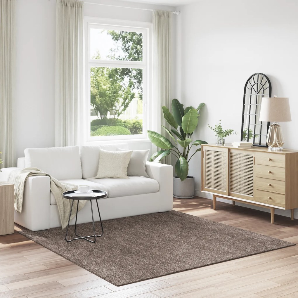 Tapete Shaggy vidaXL com Base de Látex Castanho 200x200 cm