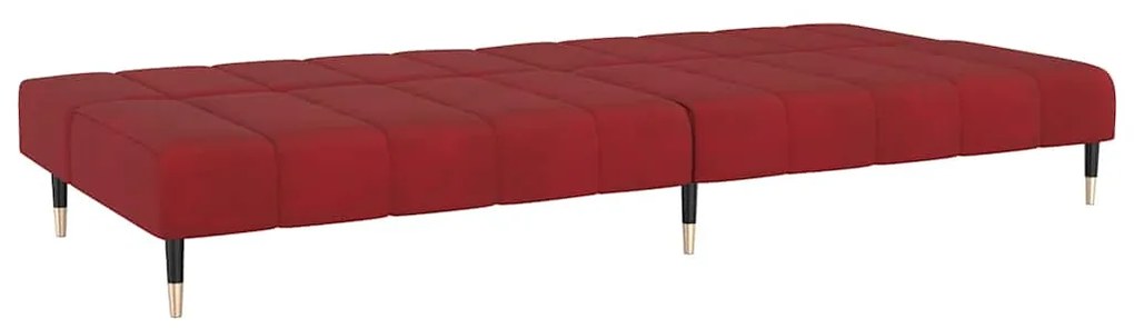 Sofá-cama de 2 lugares veludo vermelho tinto