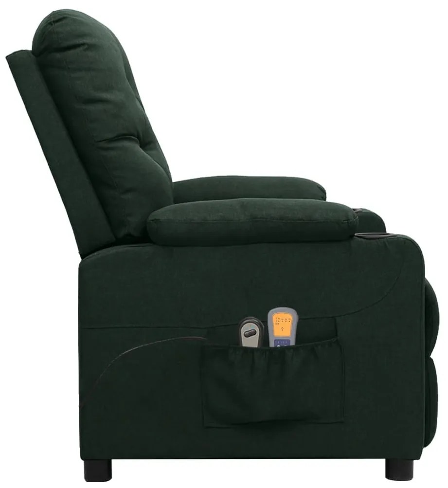 Poltrona de massagens elétrica tecido verde-escuro