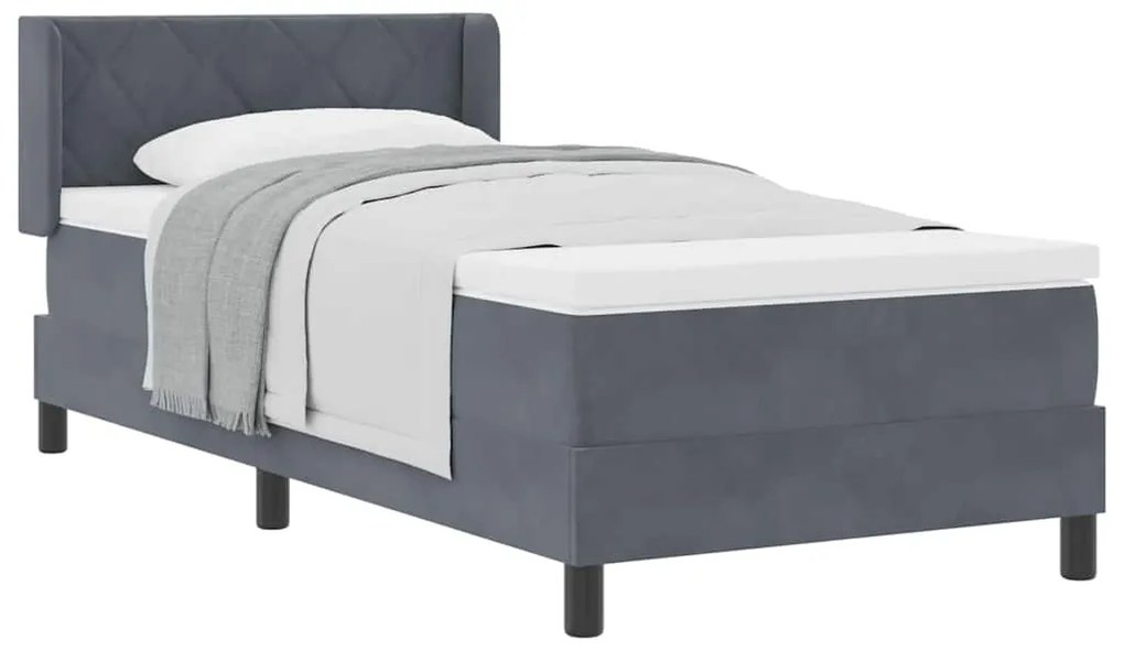 Cama Box Spring com Colchão VidaXL Cinza Escuro 90x200 cm Veludo