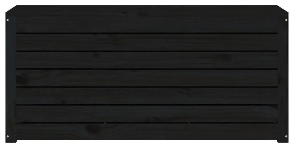 Baú de Arrumação para Jardim - Preto - Madeira de Pinho - 101x50,5x46,