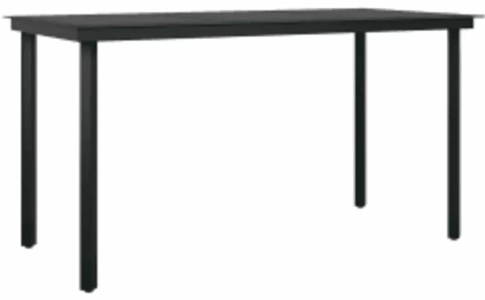Conjunto de jantar jardim 5 peças vidro vime PE preto