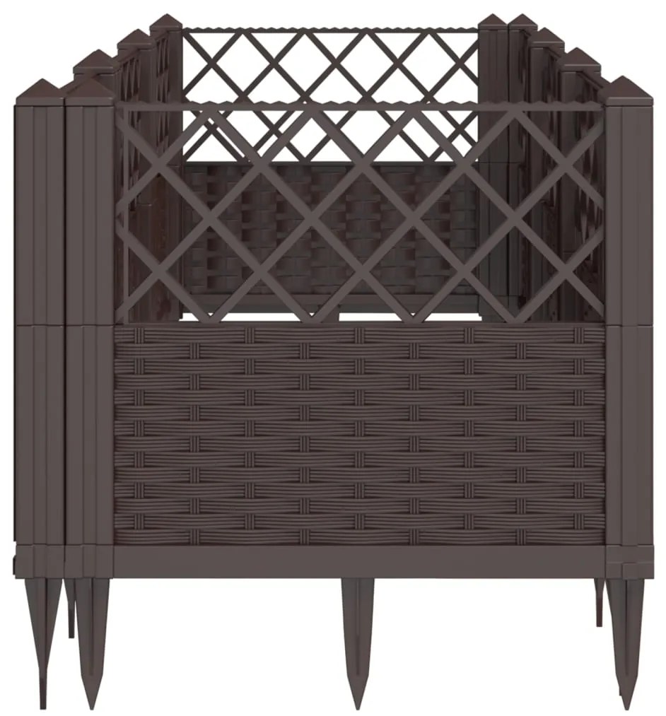 Vaso/floreira jardim c/ estacas 123,5x43,5x43,5 cm PP castanho
