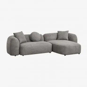 Sofá Modular Chaise Longue Direito De 2 Peças Em Coco Chenille Pano De Chenille Grosso Cinzento Granito - Sklum