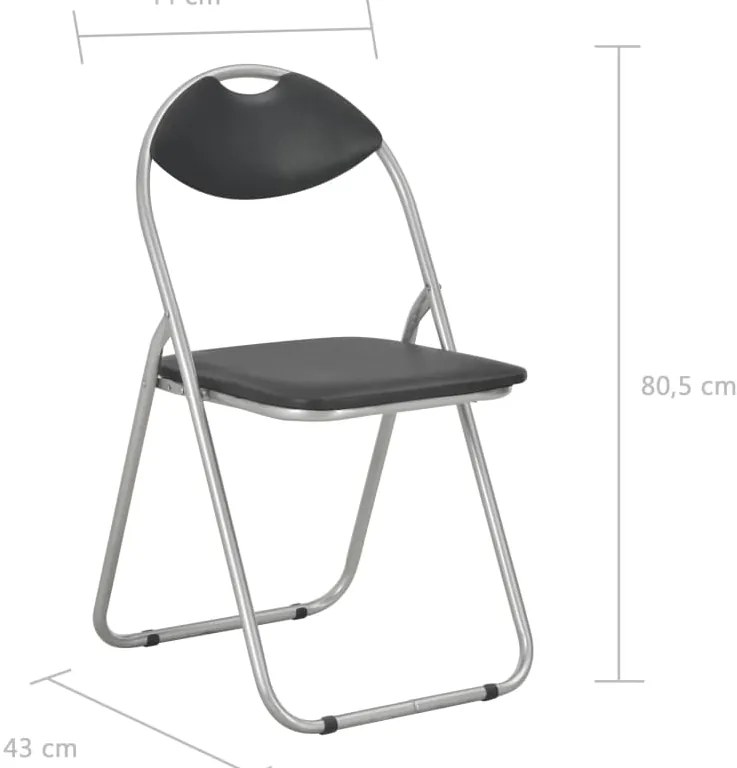 Cadeiras de jantar dobráveis 6 pcs couro artificial preto