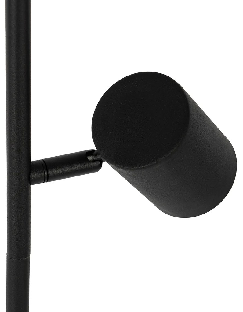 Candeeiro de pé moderno preto com madeira 3 luzes - Jeana Moderno,Industrial