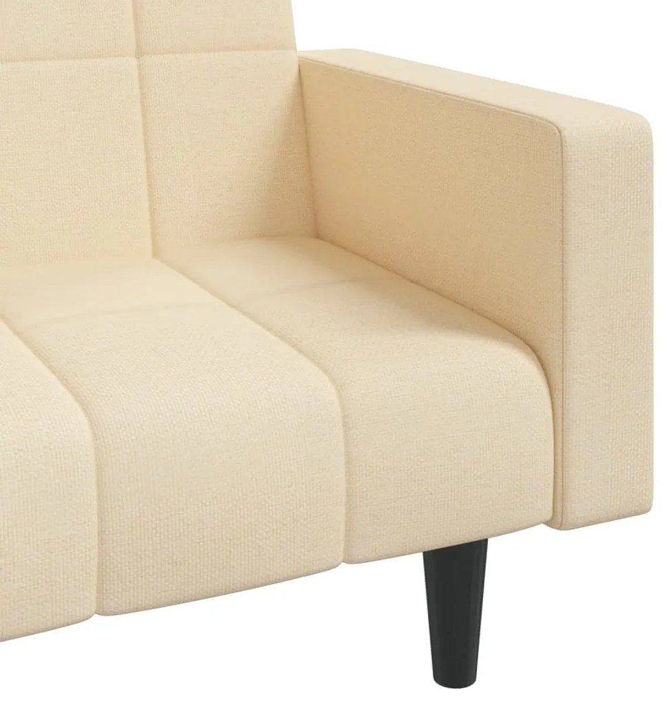 Sofá-cama 2 lugares com duas almofadas tecido cor creme