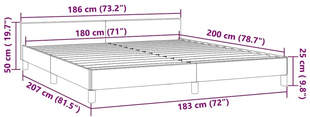 Estrutura de cama sem colchão 180x200 cm veludo cinzento-escuro