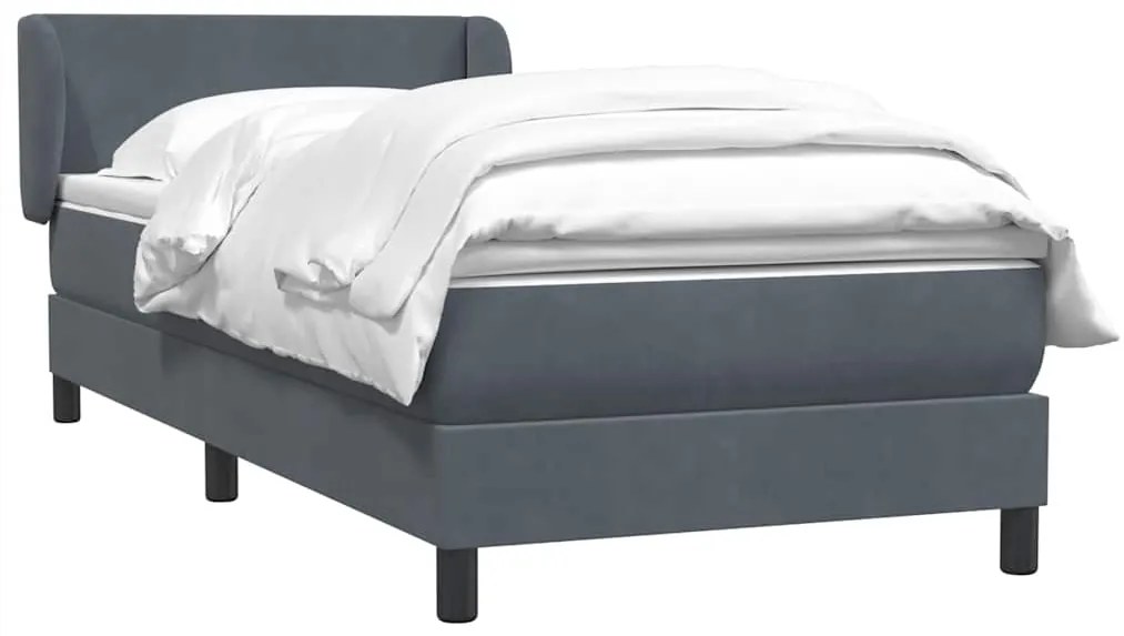 Cama com molas/colchão cinza-escuro 80x220 cm veludo