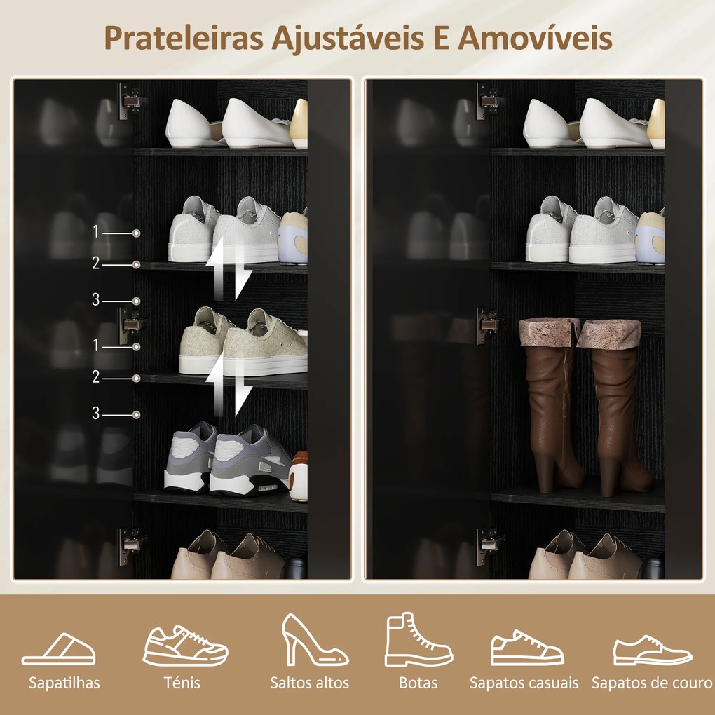 Sapateira para Entrada com Prateleiras Ajustáveis para 20 Pares de Sapatos 72x34,5x103 cm Preto
