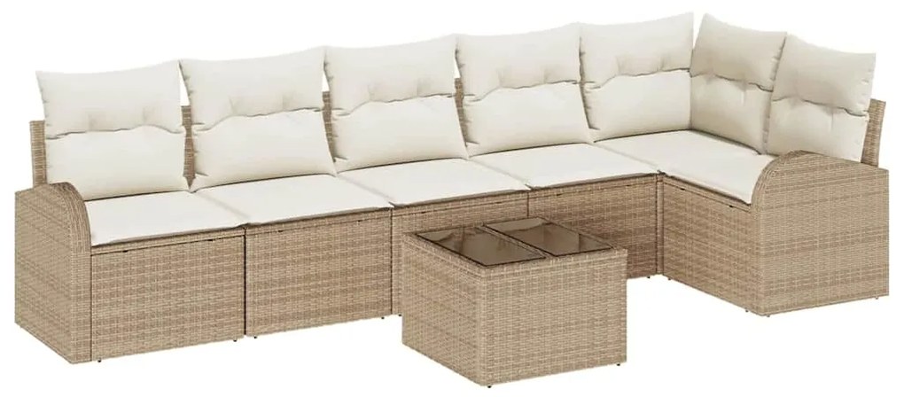 Conjunto de Sofá de Jardim de 7 Peças com Almofadas, Rattan e Poliéste