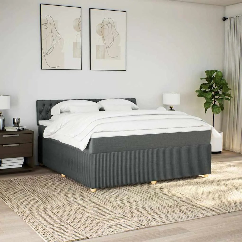 Cama com molas/colchão 180x200 cm tecido cinzento-escuro