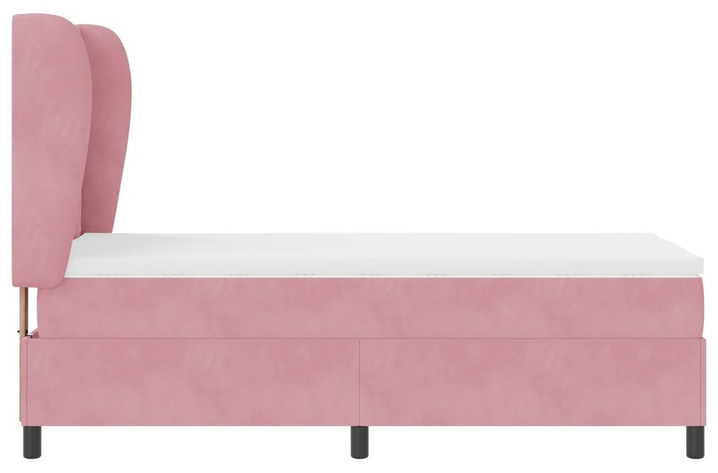 Cama Box Spring vidaXL com Colchão Rosa 90x190 cm Veludo